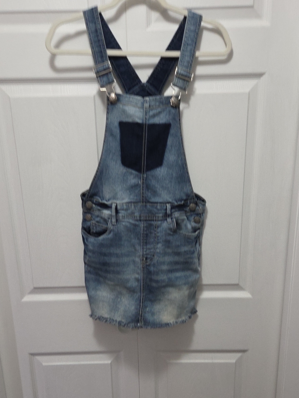 Girls Size 16 Silver Jeans Blue Denim Kids Overall Dress